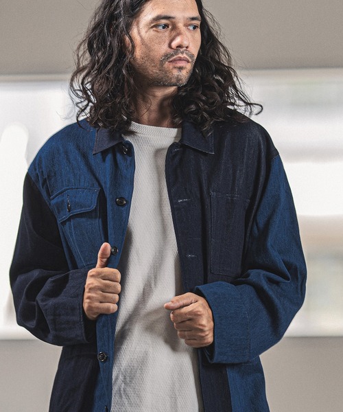 CAMBIO（カンビオ）の「mj8159-Remake Like American Casual Coverall Jacket ジャケット（カバーオール・メンズ・ブルー系その他/ストライプ・S/M/L）」の7枚目の写真