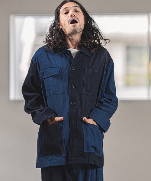 CAMBIO（カンビオ）の「mj8159-Remake Like American Casual Coverall Jacket ジャケット（カバーオール・メンズ・ブルー系その他/ストライプ・S/M/L）」の8枚目の写真