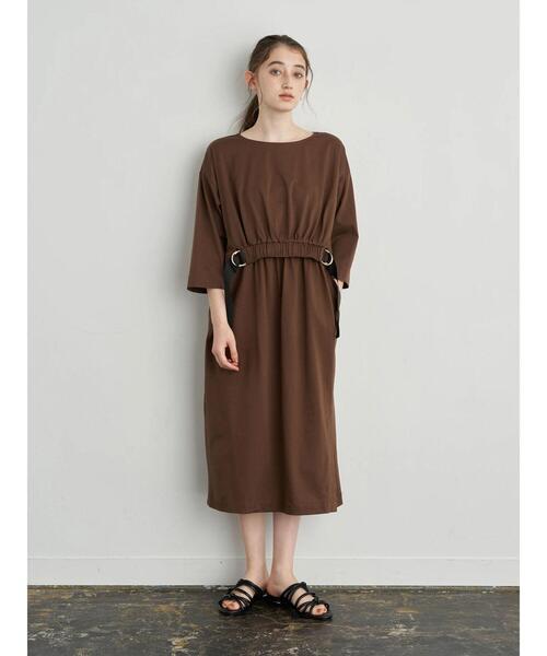Editt by YECCA VECCA(エディットバイイェッカヴェッカ)の「P.ベルトデザインギャザーワンピース*(ワンピース・レディース・ブラウン/バーガンディー/ブラック・FREE)」の9枚目の写真