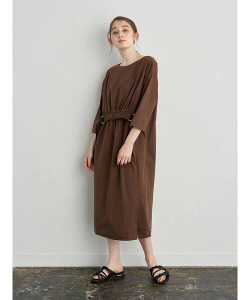 Editt by YECCA VECCA(エディットバイイェッカヴェッカ)の「P.ベルトデザインギャザーワンピース*(ワンピース・レディース・ブラウン/バーガンディー/ブラック・FREE)」の5枚目の写真