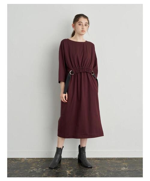 Editt by YECCA VECCA(エディットバイイェッカヴェッカ)の「P.ベルトデザインギャザーワンピース*(ワンピース・レディース・ブラウン/バーガンディー/ブラック・FREE)」の3枚目の写真