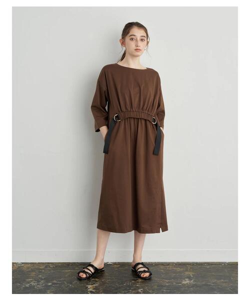 Editt by YECCA VECCA(エディットバイイェッカヴェッカ)の「P.ベルトデザインギャザーワンピース*(ワンピース・レディース・ブラウン/バーガンディー/ブラック・FREE)」の2枚目の写真