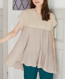 Rewde | 異素材ドッキングプリーツプルオーバー（1R14-08196）(ニット/セーター)