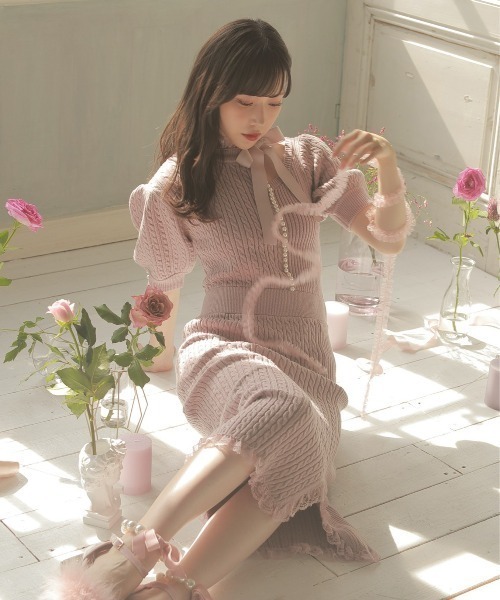 Swankiss（スワンキス）の「HB vintage tight knitO/P（ワンピース・レディース・ピンク/ブラック/グレー・FREE）」の3枚目の写真