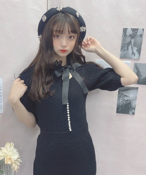 Swankiss（スワンキス）の「HB vintage tight knitO/P（ワンピース・レディース・ピンク/ブラック/グレー・FREE）」の9枚目の写真