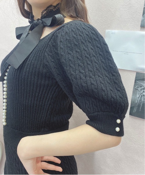 Swankiss（スワンキス）の「HB vintage tight knitO/P（ワンピース・レディース・ピンク/ブラック/グレー・FREE）」の6枚目の写真