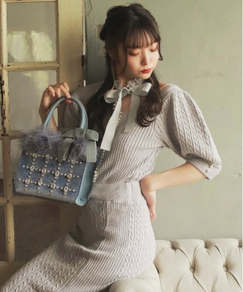 Swankiss（スワンキス）の「HB vintage tight knitO/P（ワンピース・レディース・ピンク/ブラック/グレー・FREE）」の12枚目の写真