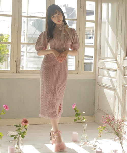 Swankiss（スワンキス）の「HB vintage tight knitO/P（ワンピース・レディース・ピンク/ブラック/グレー・FREE）」の14枚目の写真