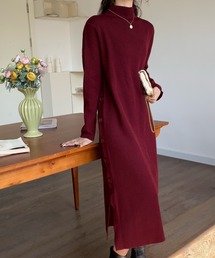 emi+ | サイドボタンリブニットワンピース(ワンピース)