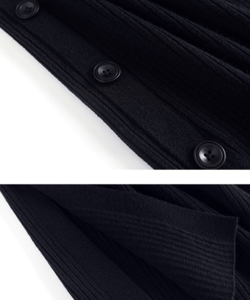 emi+（エミプラス）の「サイドボタンリブニットワンピース（ワンピース・レディース・ブラック/ブラウン/ネイビー/ボルドー/カーキ・L/M/XL）」の8枚目の写真