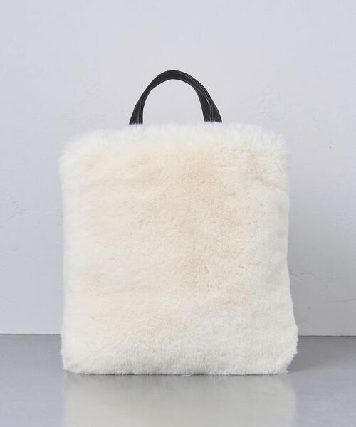 UNITED ARROWS（ユナイテッドアローズ）の「＜UNITED ARROWS＞フェイクファー フラット トートバッグ†（トートバッグ・レディース・ブラック/オフホワイト・FREE）」の6枚目の写真