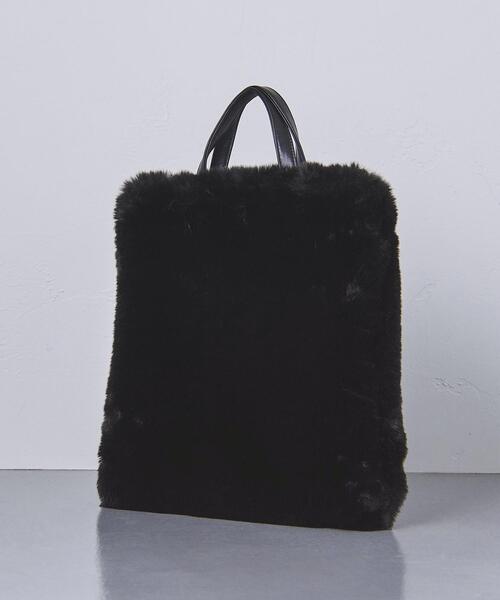 UNITED ARROWS（ユナイテッドアローズ）の「＜UNITED ARROWS＞フェイクファー フラット トートバッグ†（トートバッグ・レディース・ブラック/オフホワイト・FREE）」の5枚目の写真