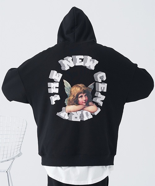 HARSH AND CRUEL（ハーシュアンドクルーエル）の「【Harsh and Cruel】Angel Graphic Loose Hoodie HC21S42（パーカー・メンズ・ホワイト/ブラック・M/L）」の2枚目の写真