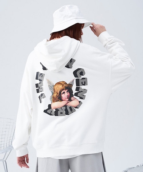 HARSH AND CRUEL（ハーシュアンドクルーエル）の「【Harsh and Cruel】Angel Graphic Loose Hoodie HC21S42（パーカー・メンズ・ホワイト/ブラック・M/L）」の5枚目の写真