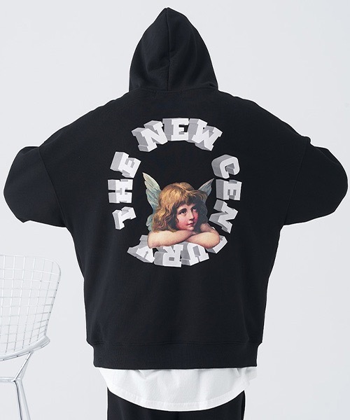 HARSH AND CRUEL（ハーシュアンドクルーエル）の「【Harsh and Cruel】Angel Graphic Loose Hoodie HC21S42（パーカー・メンズ・ホワイト/ブラック・M/L）」の3枚目の写真