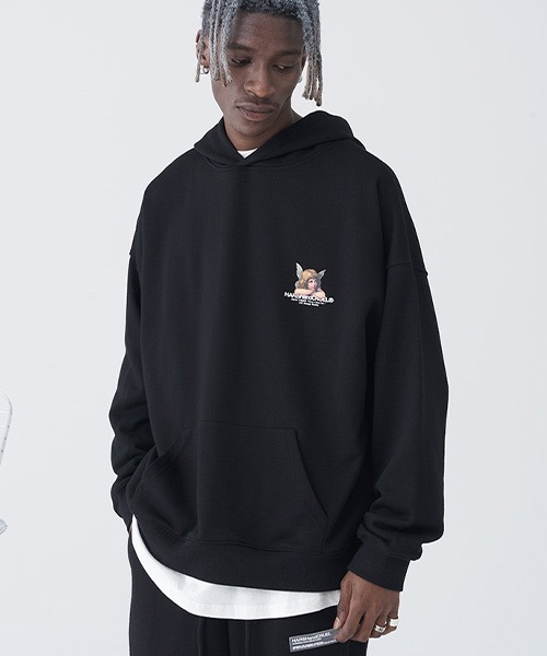HARSH AND CRUEL（ハーシュアンドクルーエル）の「【Harsh and Cruel】Angel Graphic Loose Hoodie HC21S42（パーカー・メンズ・ホワイト/ブラック・M/L）」の13枚目の写真