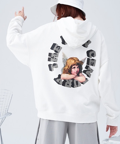 HARSH AND CRUEL（ハーシュアンドクルーエル）の「【Harsh and Cruel】Angel Graphic Loose Hoodie HC21S42（パーカー・メンズ・ホワイト/ブラック・M/L）」の9枚目の写真