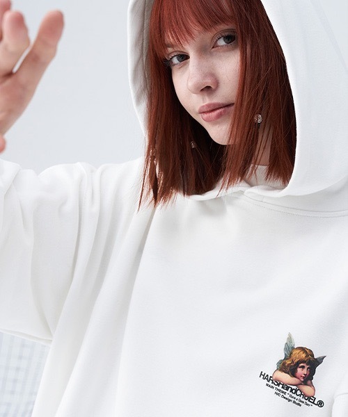 HARSH AND CRUEL（ハーシュアンドクルーエル）の「【Harsh and Cruel】Angel Graphic Loose Hoodie HC21S42（パーカー・メンズ・ホワイト/ブラック・M/L）」の8枚目の写真