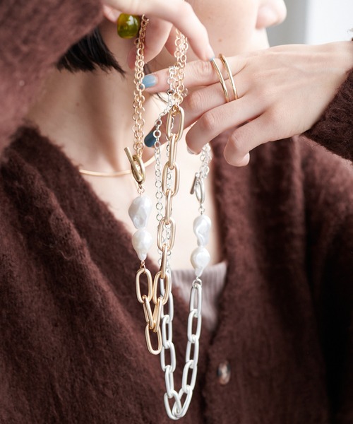 DISCOAT（ディスコート）の「バロックパールチェーンネックレス（ネックレス・レディース・シルバー/ゴールド・FREE）」の3枚目の写真