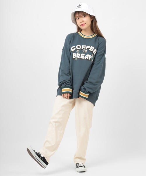 カレッジロゴ イラストプリント リブライン スウェット