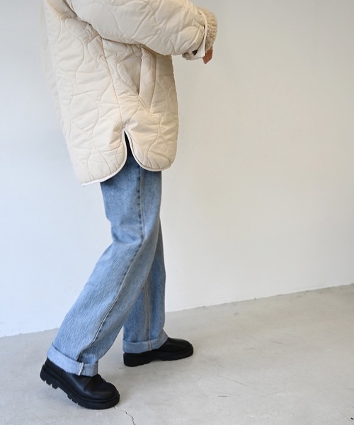 CANAL JEAN（キャナルジーン）の「via j(ヴィアジェイ) キルティング中ボアジャケット（ノーカラージャケット・レディース・アイボリー・ONE SIZE）」の11枚目の写真