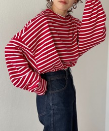 wee9s（ウィークス）の「loose silhouette over size border tee /  ルーズシルエットオーバーサイズボーダーロングスリーブティー（Tシャツ/カットソー）」