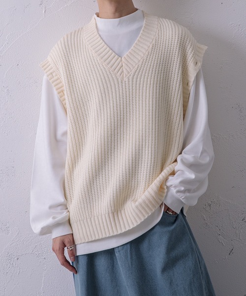 Adoon plain（アドーンプレーン）の「【Adoon plain】2wayニット（ニット/セーター・メンズ・ライトブルー/ブラック/オフホワイト/グリーン/マスタード・MEDIUM/LARGE）」の2枚目の写真