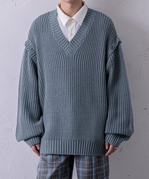 Adoon plain（アドーンプレーン）の「【Adoon plain】2wayニット（ニット/セーター・メンズ・ライトブルー/ブラック/オフホワイト/グリーン/マスタード・MEDIUM/LARGE）」の5枚目の写真