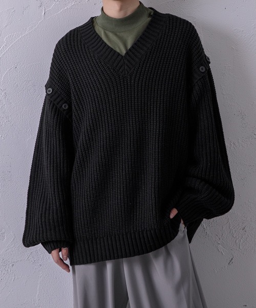 Adoon plain（アドーンプレーン）の「【Adoon plain】2wayニット（ニット/セーター・メンズ・ライトブルー/ブラック/オフホワイト/グリーン/マスタード・MEDIUM/LARGE）」の3枚目の写真