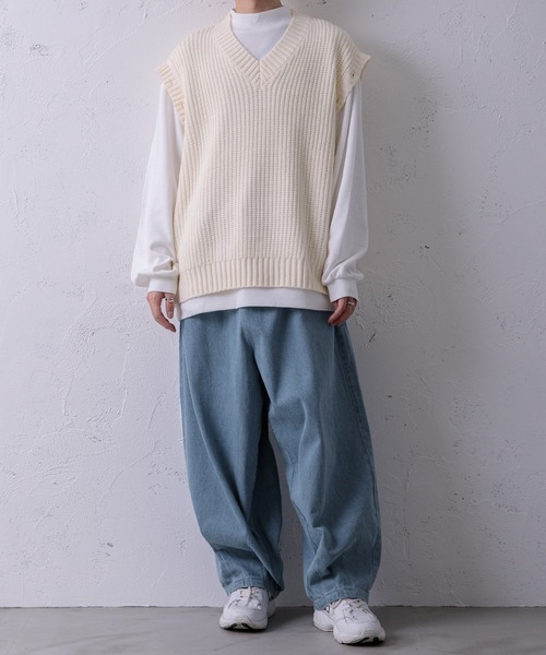 Adoon plain（アドーンプレーン）の「【Adoon plain】2wayニット（ニット/セーター・メンズ・ライトブルー/ブラック/オフホワイト/グリーン/マスタード・MEDIUM/LARGE）」の12枚目の写真