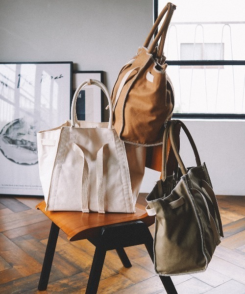 etul（エツル）の「「etul / エツル」リサイクルキャンバス　ベルトトートバッグ　L（トートバッグ・レディース・キャメル/アイボリー/カーキ・FREE）」の16枚目の写真