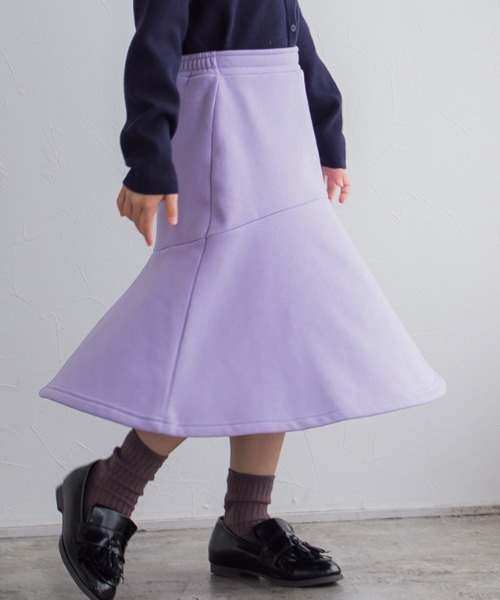 lulpini（ルルピー二）の「kids　裏起毛マーメイドスカート（スカート・キッズ・オフホワイト/オレンジ/ラベンダー・S/M/L）」の2枚目の写真