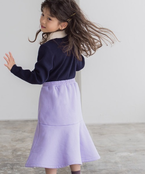 lulpini（ルルピー二）の「kids　裏起毛マーメイドスカート（スカート・キッズ・オフホワイト/オレンジ/ラベンダー・S/M/L）」の6枚目の写真