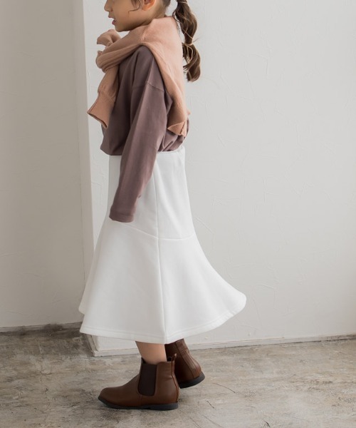 lulpini（ルルピー二）の「kids　裏起毛マーメイドスカート（スカート・キッズ・オフホワイト/オレンジ/ラベンダー・S/M/L）」の5枚目の写真