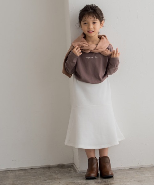 lulpini（ルルピー二）の「kids　裏起毛マーメイドスカート（スカート・キッズ・オフホワイト/オレンジ/ラベンダー・S/M/L）」の14枚目の写真