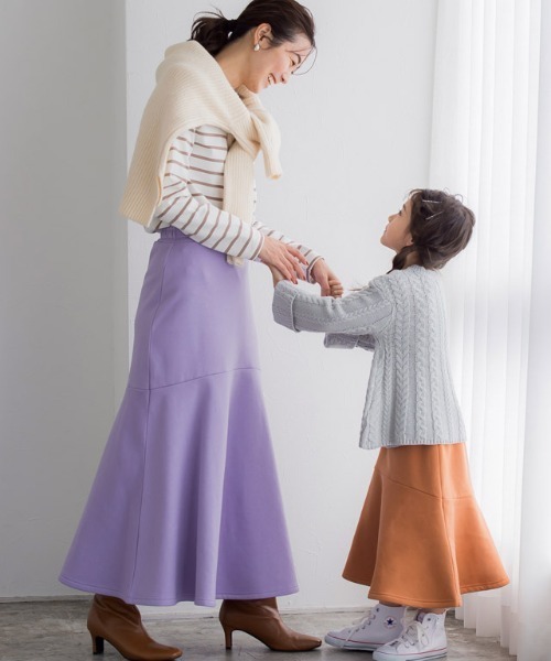 lulpini（ルルピー二）の「kids　裏起毛マーメイドスカート（スカート・キッズ・オフホワイト/オレンジ/ラベンダー・S/M/L）」の11枚目の写真