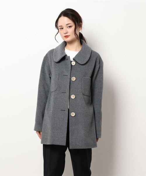 49AV.junko shimada(フォーティーナインアベニュージュンコシマダ)の「ハーフカラーコート(ステンカラーコート・レディース・グレー/レッド・M)」の2枚目の写真