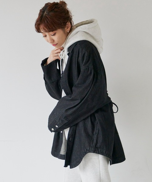 Auntie Rosa Holiday(アンティローザホリデー)の「バックレースアップBIGデニムシャツ(シャツ/ブラウス・レディース・ネイビー/ブラック・FREE)」の8枚目の写真