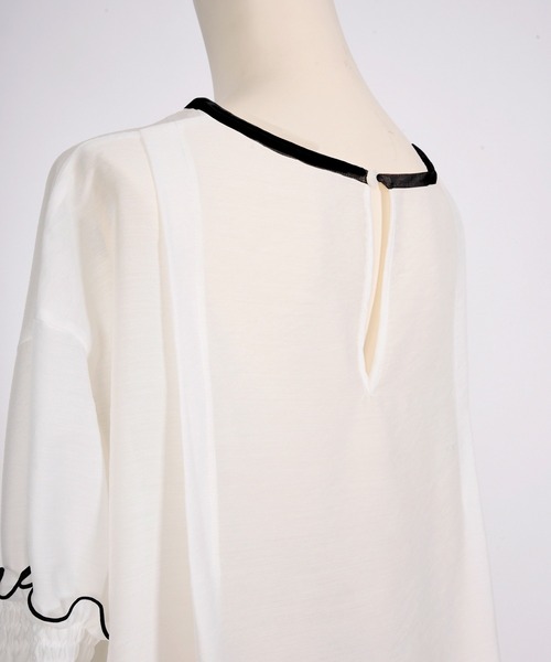 BDONNA（ビドンナ）の「バンブータンブラー　シアーデザインブラウス（シャツ/ブラウス・レディース・ホワイト/イエロー・MEDIUM）」の6枚目の写真