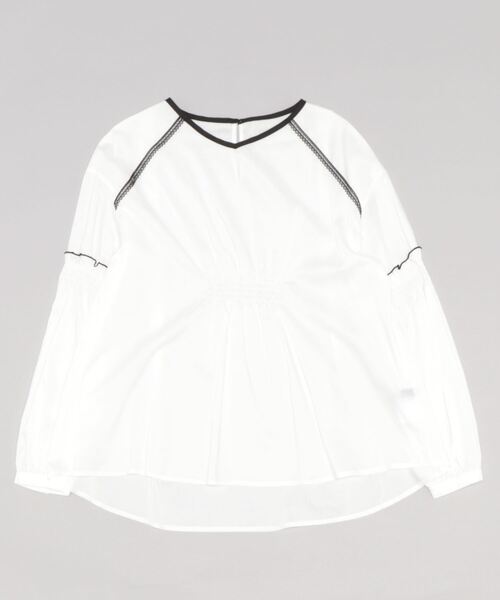 BDONNA（ビドンナ）の「バンブータンブラー　シアーデザインブラウス（シャツ/ブラウス・レディース・ホワイト/イエロー・MEDIUM）」の7枚目の写真