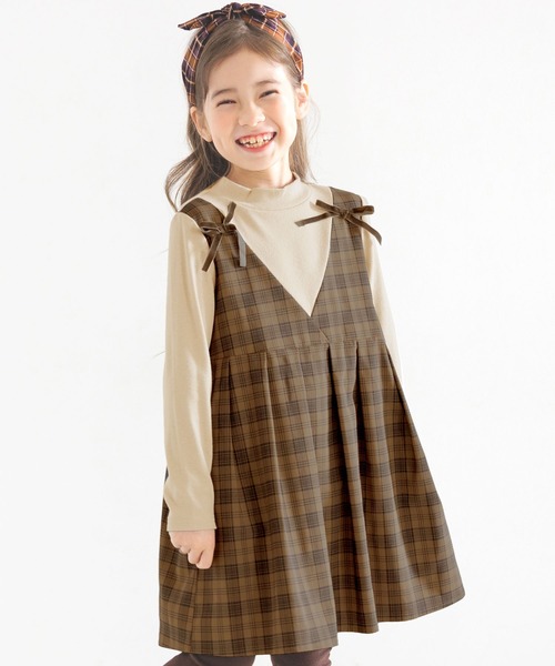 Bee des Bee（ビーデスビー）の「ドッキングワンピース（ワンピース・キッズ・ブラック/ベージュ/チャコール・130cm/140cm/150cm/110cm/100cm/120cm）」の3枚目の写真