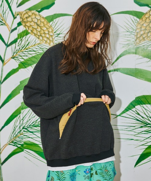 AlexanderLeeChang（アレキサンダーリーチャン）の「AlexanderLeeChang アレキサンダーリーチャン / BIG TWILL CREW ビッグシルエットツイルクルーネックスウェット セットアップトレーナー / AC012201（スウェット・メンズ・チャコール/グレー/グリーン・3/2）」の2枚目の写真