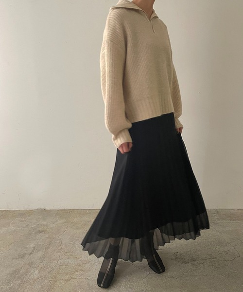 210nouve（トゥージュヌーブ）の「シアーギンガムチェックプリーツスカート（スカート・レディース・ホワイト/ブラック/グリーン・FREE）」の21枚目の写真