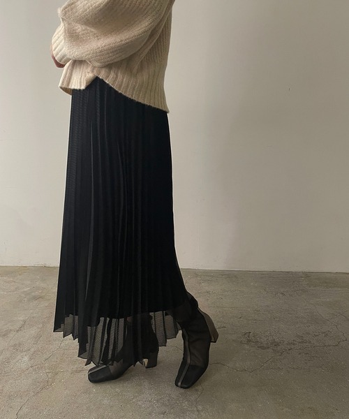 210nouve（トゥージュヌーブ）の「シアーギンガムチェックプリーツスカート（スカート・レディース・ホワイト/ブラック/グリーン・FREE）」の18枚目の写真