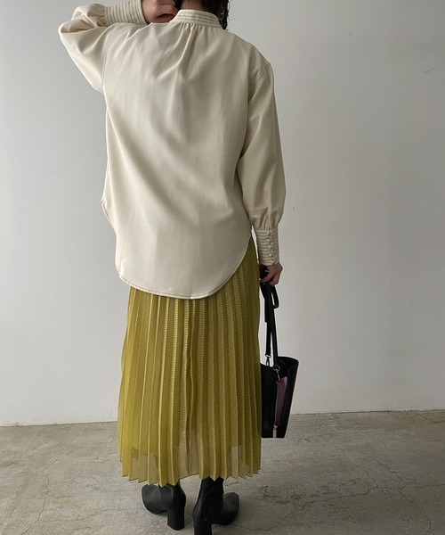 210nouve（トゥージュヌーブ）の「シアーギンガムチェックプリーツスカート（スカート・レディース・ホワイト/ブラック/グリーン・FREE）」の16枚目の写真