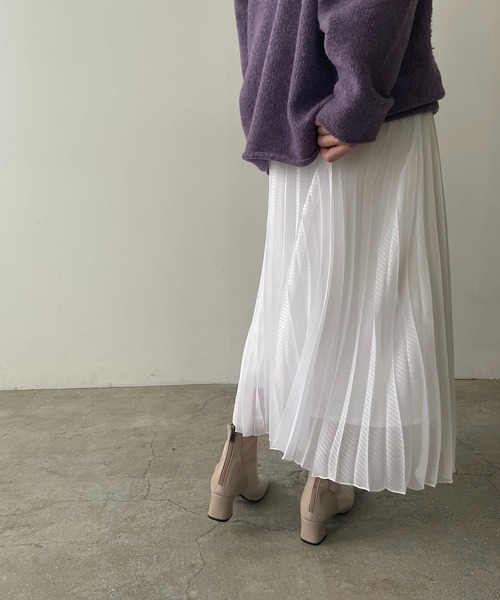 210nouve（トゥージュヌーブ）の「シアーギンガムチェックプリーツスカート（スカート・レディース・ホワイト/ブラック/グリーン・FREE）」の7枚目の写真