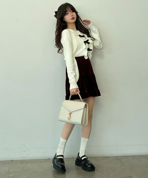 titty＆Co. PETIT by poyo（ティティーアンドコープティバイポヨ）の「【titty&Co.PETIT by POYO】リボンフリルカーデトップス（ニット/セーター・レディース・ホワイト・FREE）」の3枚目の写真