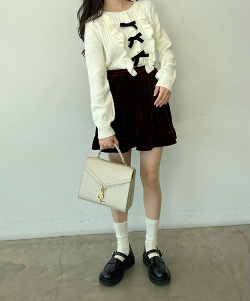 titty＆Co. PETIT by poyo（ティティーアンドコープティバイポヨ）の「【titty&Co.PETIT by POYO】リボンフリルカーデトップス（ニット/セーター・レディース・ホワイト・FREE）」の6枚目の写真