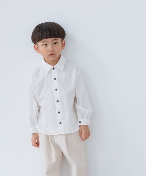 LOWRYS FARM（ローリーズファーム）の「ワイヤーカラーシャツＬＳ　264888（シャツ/ブラウス・キッズ・オフホワイト/ブルー/グレー・120cm/140cm/110cm/130cm/150cm）」の2枚目の写真