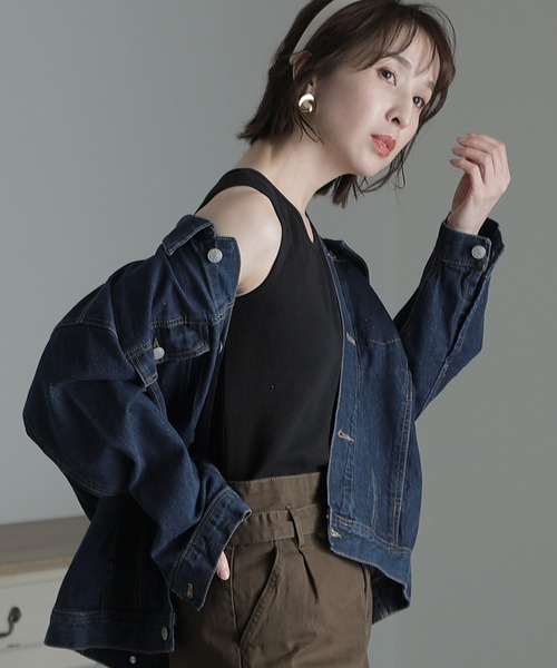 ElegChic（エレグシック）の「ワッフルタンクトップ（タンクトップ・レディース・ホワイト/ブラック/ネイビー/カーキ/杢グレー・3L/M/L/4L/XL）」の7枚目の写真